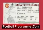 Manchester United v Bayern Munich 2001 – Match Ticket