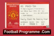 Manchester United v Ipswich Town 2001 – Match Ticket