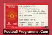 Manchester United v Coventry City 2001 – Match Ticket