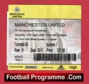 Newcastle United v Manchester United 2003 – Match Ticket