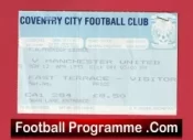 Coventry City v Manchester United 1993 – Ticket 1st Premier League Champions