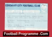 Coventry City v Manchester United 1993 – Ticket 1st Premier League Champions