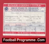 Glasgow Rangers v Manchester United 1990 – Friendly Match Ticket