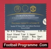 Manchester United Celebration Match 50 Years In Europe Football Ticket