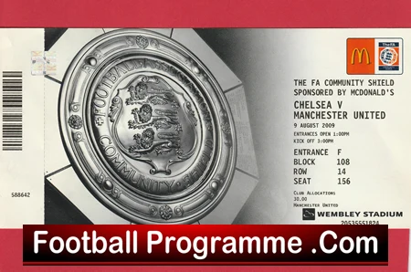 Chelsea v Manchester United 2009 - Community Shield Football Ticket - Image 2