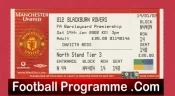 Manchester United v Blackburn Rovers 2002 – Match Ticket