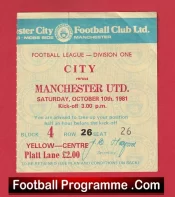Manchester City v Manchester United 1981 – Match Ticket