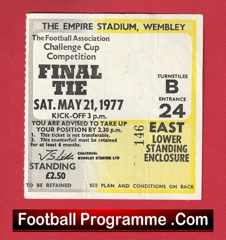 Manchester United v Liverpool 1977 - FA Cup Final Football Ticket - Image 2