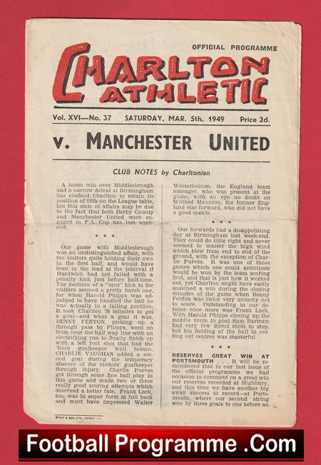 Charlton Athletic v Manchester United 1949 - Man Utd to clear - Image 2