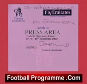 Chelsea v Manchester United 2003 – Press Area Ticket