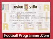 Aston Villa v Manchester United 1998 – Match Ticket Treble Season