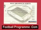 West Bromwich Albion v Manchester United 2003 – WBA Football Ticket