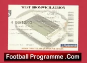 West Bromwich Albion v Manchester United 2003 – WBA Football Ticket