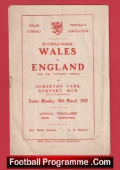 Wales v England 1951 – Schoolboys Somerton Park Newport + Duncan Edwards