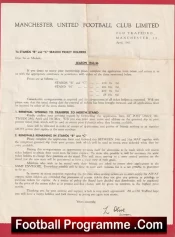 Manchester United Season Ticket Application Letter 1965 – 1966