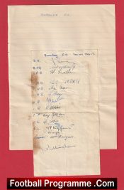 Burnley Football Club Multi Autographed Signed Sheet 1946 1947