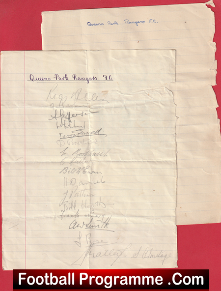Queens Park Rangers QPR Football Club Multi Autographed Signed Sheet 1946 1947 - Image 2