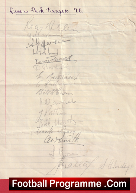 Queens Park Rangers QPR Football Club Multi Autographed Signed Sheet 1946 1947 - Image 3