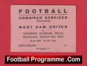 German Combined Services v West Ham United 1946 – Football Ticket at Highbury