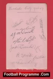 Manchester City Football Club Multi Autographed Signed Sheet 1946 – 1947