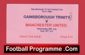 Gainsborough Trinity v Manchester United 1998 – Treble Season Pink Ticket