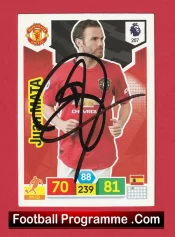 Manchester United Juan Mata Autographed Signed Football Card Man Utd