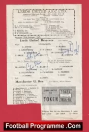 Leeds United v Manchester United 1965 – Reserves Match Multi Signed
