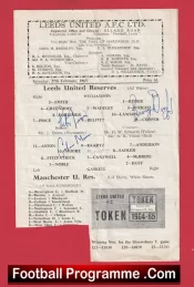 Leeds United v Manchester United 1965 – Reserves Match Multi Signed