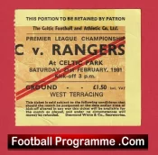 Glasgow Celtic v Glasgow Rangers 1981 – Football Ticket