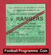 Glasgow Celtic v Glasgow Rangers 1985 – Football Ticket