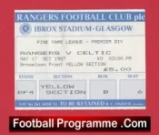 Glasgow Rangers v Glasgow Celtic 1987 – Football Ticket