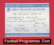 Glasgow Rangers v Glasgow Celtic 1987 – Football Ticket