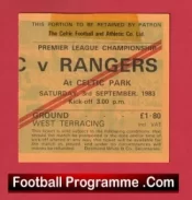 Glasgow Celtic v Glasgow Rangers 1983 – Football Ticket