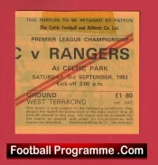 Glasgow Celtic v Glasgow Rangers 1983 – Football Ticket