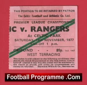 Glasgow Celtic v Glasgow Rangers 1977 – Football Ticket