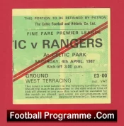 Glasgow Celtic v Glasgow Rangers 1987 – Football Ticket