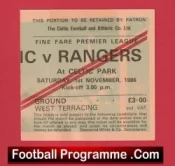 Glasgow Celtic v Glasgow Rangers 1986 – Football Ticket