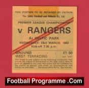 Glasgow Celtic v Glasgow Rangers 1983 – Football Ticket