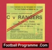 Glasgow Celtic v Glasgow Rangers 1982 – Football Ticket