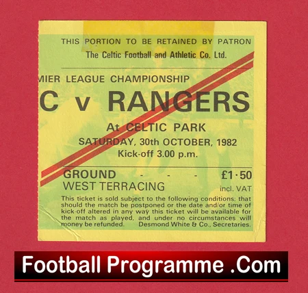 Glasgow Celtic v Glasgow Rangers 1982 - Football Ticket - Image 2