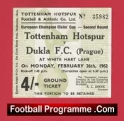 Tottenham Hotspur v Dukla 1962 – European Cup Football Ticket