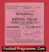 Walsall v Aston Villa 1971 – Match Ticket