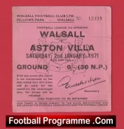 Walsall v Aston Villa 1971 – Match Ticket