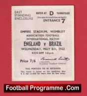 England v Brazil 1963 – Football Ticket