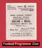 England v Brazil 1963 – Match Ticket