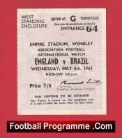 England v Brazil 1963 – Match Ticket