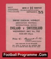England v Switzerland 1962 – Match Ticket