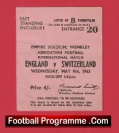 England v Switzerland 1962 – Football Ticket
