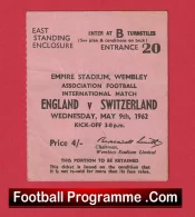 England v Switzerland 1962 – Football Ticket