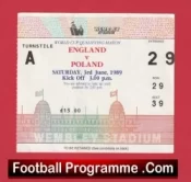 England v Poland 1989 – Football Match Ticket